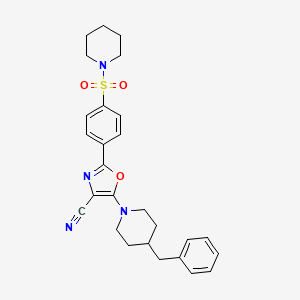 molecular formula C27H30N4O3S B2365588 5-(4-Benzylpiperidin-1-yl)-2-(4-(piperidin-1-ylsulfonyl)phenyl)oxazole-4-carbonitrile CAS No. 941243-65-8