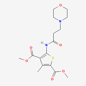 molecular formula C16H22N2O6S B2365597 Dimethyl 3-methyl-5-(3-morpholin-4-ylpropanoylamino)thiophene-2,4-dicarboxylate CAS No. 670268-41-4