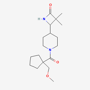 B2365599 4-[1-[1-(Methoxymethyl)cyclopentanecarbonyl]piperidin-4-yl]-3,3-dimethylazetidin-2-one CAS No. 1954460-12-8