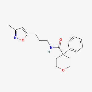 molecular formula C19H24N2O3 B2365606 N-[3-(3-methyl-1,2-oxazol-5-yl)propyl]-4-phenyloxane-4-carboxamide CAS No. 2034528-56-6