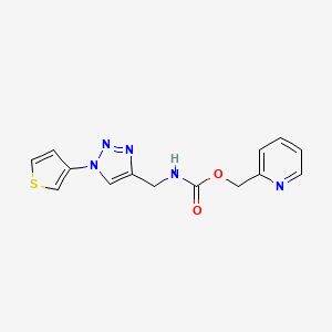 molecular formula C14H13N5O2S B2365609 pyridin-2-ylmethyl ((1-(thiophen-3-yl)-1H-1,2,3-triazol-4-yl)methyl)carbamate CAS No. 2034533-31-6