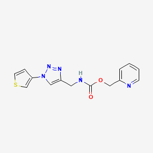 pyridin-2-ylmethyl ((1-(thiophen-3-yl)-1H-1,2,3-triazol-4-yl)methyl)carbamate