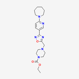 Ethyl 4-((3-(6-(azepan-1-yl)pyridin-3-yl)-1,2,4-oxadiazol-5-yl)methyl)piperazine-1-carboxylate