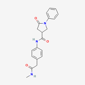 molecular formula C20H21N3O3 B2365654 N-(4-(2-(methylamino)-2-oxoethyl)phenyl)-5-oxo-1-phenylpyrrolidine-3-carboxamide CAS No. 1060252-29-0