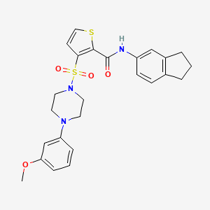 molecular formula C25H27N3O4S2 B2365658 N-(2,3-dihydro-1H-inden-5-yl)-3-{[4-(3-methoxyphenyl)piperazin-1-yl]sulfonyl}thiophene-2-carboxamide CAS No. 1251625-71-4