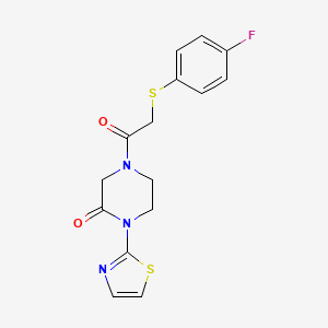 4-[2-(4-Fluorophenyl)sulfanylacetyl]-1-(1,3-thiazol-2-yl)piperazin-2-one