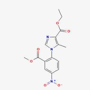 molecular formula C15H15N3O6 B2365687 Ethyl 1-(2-(methoxycarbonyl)-4-nitrophenyl)-5-methyl-1H-imidazole-4-carboxylate CAS No. 1203852-75-8