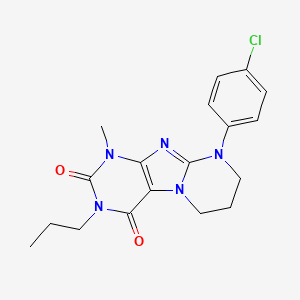 molecular formula C18H20ClN5O2 B2365703 9-(4-chlorophenyl)-1-methyl-3-propyl-7,8-dihydro-6H-purino[7,8-a]pyrimidine-2,4-dione CAS No. 873076-67-6