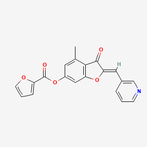 molecular formula C20H13NO5 B2365727 (Z)-4-methyl-3-oxo-2-(pyridin-3-ylmethylene)-2,3-dihydrobenzofuran-6-yl furan-2-carboxylate CAS No. 903201-91-2