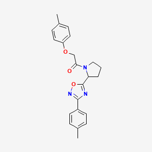 molecular formula C22H23N3O3 B2365740 5-{1-[(4-Methylphenoxy)acetyl]pyrrolidin-2-yl}-3-(4-methylphenyl)-1,2,4-oxadiazole CAS No. 1795410-82-0