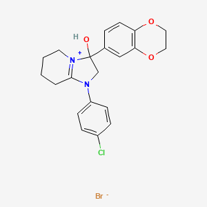 1-(4-Chlorophenyl)-3-(2,3-dihydrobenzo[b][1,4]dioxin-6-yl)-3-hydroxy-2,3,5,6,7,8-hexahydroimidazo[1,2-a]pyridin-1-ium bromide