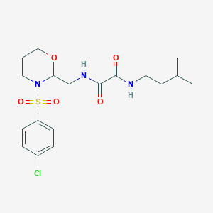 molecular formula C18H26ClN3O5S B2365767 N1-((3-((4-chlorophenyl)sulfonyl)-1,3-oxazinan-2-yl)methyl)-N2-isopentyloxalamide CAS No. 872987-09-2