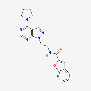 N-(2-(4-(pyrrolidin-1-yl)-1H-pyrazolo[3,4-d]pyrimidin-1-yl)ethyl)benzofuran-2-carboxamide