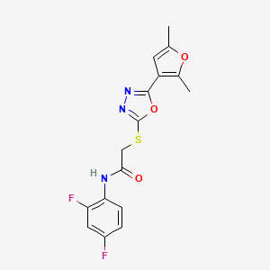 molecular formula C16H13F2N3O3S B2365774 N-(2,4-difluorophenyl)-2-((5-(2,5-dimethylfuran-3-yl)-1,3,4-oxadiazol-2-yl)thio)acetamide CAS No. 1021059-15-3