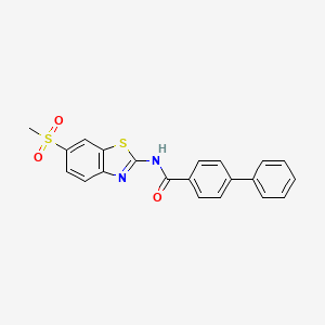 molecular formula C21H16N2O3S2 B2365775 N-(6-methylsulfonyl-1,3-benzothiazol-2-yl)-4-phenylbenzamide CAS No. 349621-87-0