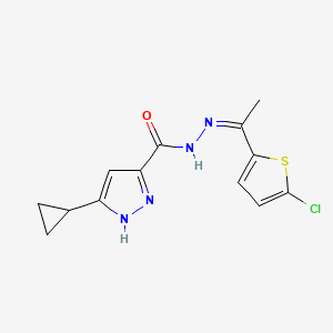 (Z)-N'-(1-(5-chlorothiophen-2-yl)ethylidene)-3-cyclopropyl-1H-pyrazole-5-carbohydrazide