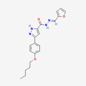 molecular formula C20H22N4O3 B2365793 N'-[(E)-furan-2-ylmethylidene]-3-[4-(pentyloxy)phenyl]-1H-pyrazole-5-carbohydrazide CAS No. 1285540-30-8