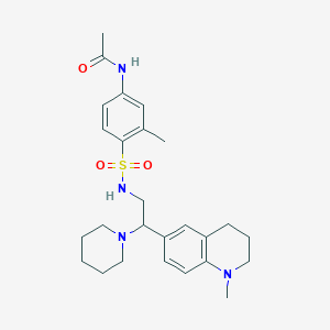 molecular formula C26H36N4O3S B2365826 N-(3-methyl-4-(N-(2-(1-methyl-1,2,3,4-tetrahydroquinolin-6-yl)-2-(piperidin-1-yl)ethyl)sulfamoyl)phenyl)acetamide CAS No. 946266-32-6