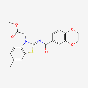 (Z)-methyl 2-(2-((2,3-dihydrobenzo[b][1,4]dioxine-6-carbonyl)imino)-6-methylbenzo[d]thiazol-3(2H)-yl)acetate