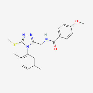 molecular formula C20H22N4O2S B2365866 N-((4-(2,5-dimethylphenyl)-5-(methylthio)-4H-1,2,4-triazol-3-yl)methyl)-4-methoxybenzamide CAS No. 476432-80-1