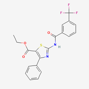 molecular formula C20H15F3N2O3S B2365867 Ethyl 4-phenyl-2-(3-(trifluoromethyl)benzamido)thiazole-5-carboxylate CAS No. 328104-29-6
