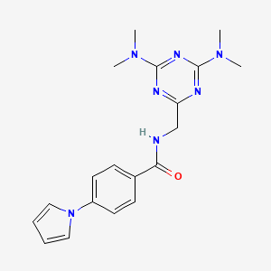 molecular formula C19H23N7O B2365887 N-((4,6-bis(dimethylamino)-1,3,5-triazin-2-yl)methyl)-4-(1H-pyrrol-1-yl)benzamide CAS No. 2034573-12-9