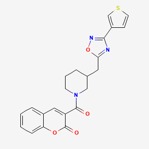 3-(3-((3-(thiophen-3-yl)-1,2,4-oxadiazol-5-yl)methyl)piperidine-1-carbonyl)-2H-chromen-2-one