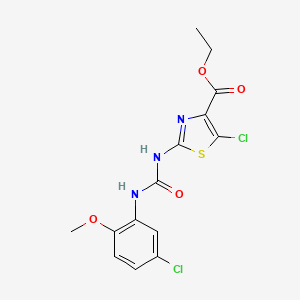 molecular formula C14H13Cl2N3O4S B2365930 Ethyl 5-chloro-2-(3-(5-chloro-2-methoxyphenyl)ureido)thiazole-4-carboxylate CAS No. 1203421-59-3