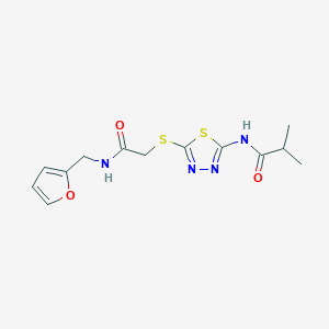 molecular formula C13H16N4O3S2 B2365935 N-(5-((2-((furan-2-ylmethyl)amino)-2-oxoethyl)thio)-1,3,4-thiadiazol-2-yl)isobutyramide CAS No. 868972-77-4