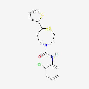 molecular formula C16H17ClN2OS2 B2365945 N-(2-chlorophenyl)-7-(thiophen-2-yl)-1,4-thiazepane-4-carboxamide CAS No. 1704560-25-7