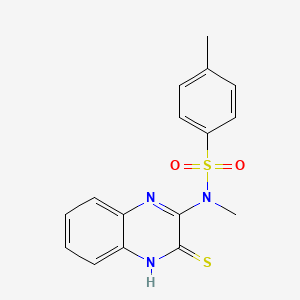 molecular formula C16H15N3O2S2 B2365951 N,4-dimethyl-N-(3-sulfanylquinoxalin-2-yl)benzene-1-sulfonamide CAS No. 726152-24-5