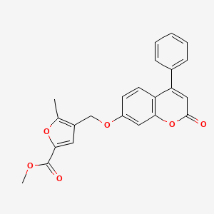 molecular formula C23H18O6 B2365954 Methyl 5-methyl-4-[(2-oxo-4-phenylchromen-7-yl)oxymethyl]furan-2-carboxylate CAS No. 374758-46-0