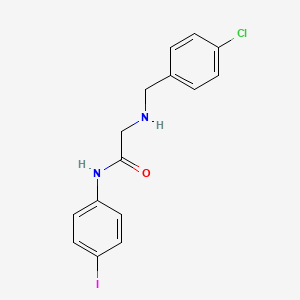molecular formula C15H14ClIN2O B2365971 2-[(4-chlorobenzyl)amino]-N-(4-iodophenyl)acetamide CAS No. 298215-15-3