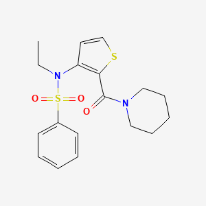 molecular formula C18H22N2O3S2 B2365984 N-ethyl-N-[2-(piperidine-1-carbonyl)thiophen-3-yl]benzenesulfonamide CAS No. 1251550-01-2
