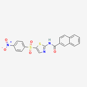 molecular formula C20H13N3O5S2 B2366000 N-(5-((4-nitrophenyl)sulfonyl)thiazol-2-yl)-2-naphthamide CAS No. 361471-47-8