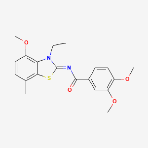 molecular formula C20H22N2O4S B2366047 N-[(2Z)-3-ethyl-4-methoxy-7-methyl-2,3-dihydro-1,3-benzothiazol-2-ylidene]-3,4-dimethoxybenzamide CAS No. 868369-58-8