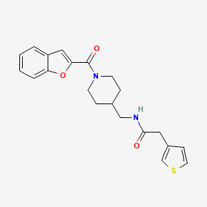molecular formula C21H22N2O3S B2366070 N-((1-(benzofuran-2-carbonyl)piperidin-4-yl)methyl)-2-(thiophen-3-yl)acetamide CAS No. 1797648-06-6