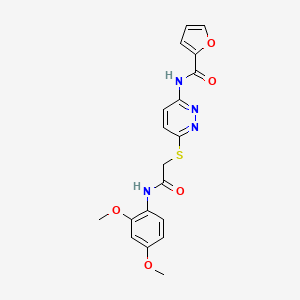 molecular formula C19H18N4O5S B2366074 N-(6-((2-((2,4-dimethoxyphenyl)amino)-2-oxoethyl)thio)pyridazin-3-yl)furan-2-carboxamide CAS No. 1021026-30-1