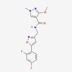 molecular formula C16H14F2N4O3 B2366104 N-((5-(2,4-difluorophenyl)isoxazol-3-yl)methyl)-3-methoxy-1-methyl-1H-pyrazole-4-carboxamide CAS No. 1207060-09-0