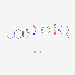 molecular formula C21H29ClN4O3S2 B2366114 N-(5-ethyl-4,5,6,7-tetrahydrothiazolo[5,4-c]pyridin-2-yl)-4-((3-methylpiperidin-1-yl)sulfonyl)benzamide hydrochloride CAS No. 1217040-95-3