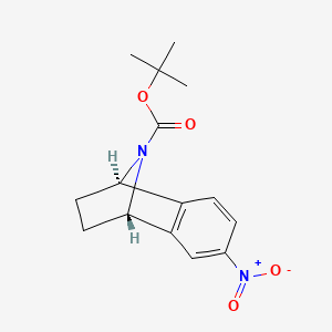 molecular formula C15H18N2O4 B2366129 2-Methyl-2-propanyl(1S,8R)-4-nitro-11-azatricyclo[6.2.1.02,7]undeca-2,4,6-triene-11-carboxylate 