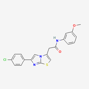 molecular formula C20H16ClN3O2S B2366157 2-[6-(4-chlorophenyl)imidazo[2,1-b][1,3]thiazol-3-yl]-N-(3-methoxyphenyl)acetamide CAS No. 897458-06-9