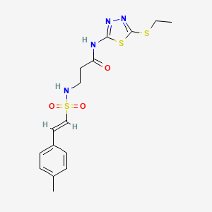 molecular formula C16H20N4O3S3 B2366158 N-(5-ethylsulfanyl-1,3,4-thiadiazol-2-yl)-3-[[(E)-2-(4-methylphenyl)ethenyl]sulfonylamino]propanamide CAS No. 930893-38-2