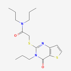 molecular formula C17H25N3O2S2 B2366163 2-({4-oxo-3-propyl-3H,4H-thieno[3,2-d]pyrimidin-2-yl}sulfanyl)-N,N-dipropylacetamide CAS No. 1252922-27-2