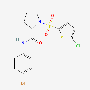 molecular formula C15H14BrClN2O3S2 B2366179 N-(4-bromophenyl)-1-((5-chlorothiophen-2-yl)sulfonyl)pyrrolidine-2-carboxamide CAS No. 1101179-05-8