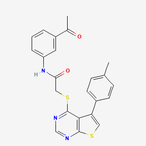 molecular formula C23H19N3O2S2 B2366182 N-(3-acetylphenyl)-2-((5-(p-tolyl)thieno[2,3-d]pyrimidin-4-yl)thio)acetamide CAS No. 727689-31-8