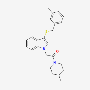 molecular formula C24H28N2OS B2366195 2-(3-((3-methylbenzyl)thio)-1H-indol-1-yl)-1-(4-methylpiperidin-1-yl)ethanone CAS No. 878055-12-0