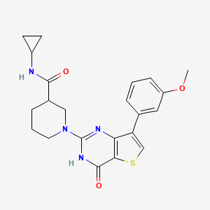 molecular formula C22H24N4O3S B2366211 N-cyclopropyl-1-(7-(3-methoxyphenyl)-4-oxo-3,4-dihydrothieno[3,2-d]pyrimidin-2-yl)piperidine-3-carboxamide CAS No. 1243062-21-6
