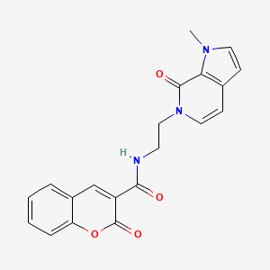 molecular formula C20H17N3O4 B2366216 N-(2-(1-methyl-7-oxo-1H-pyrrolo[2,3-c]pyridin-6(7H)-yl)ethyl)-2-oxo-2H-chromene-3-carboxamide CAS No. 2034460-00-7