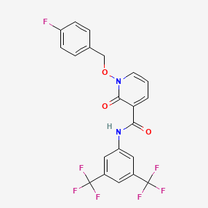 molecular formula C21H13F7N2O3 B2366217 N-(3,5-bis(trifluoromethyl)phenyl)-1-((4-fluorobenzyl)oxy)-2-oxo-1,2-dihydropyridine-3-carboxamide CAS No. 868678-68-6
